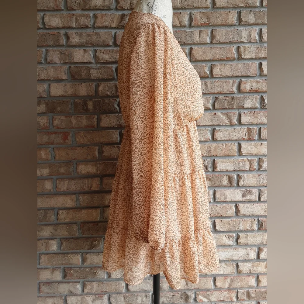 Altar'd State Long Sheer Sleeve Tiered Textured Boho Dress.